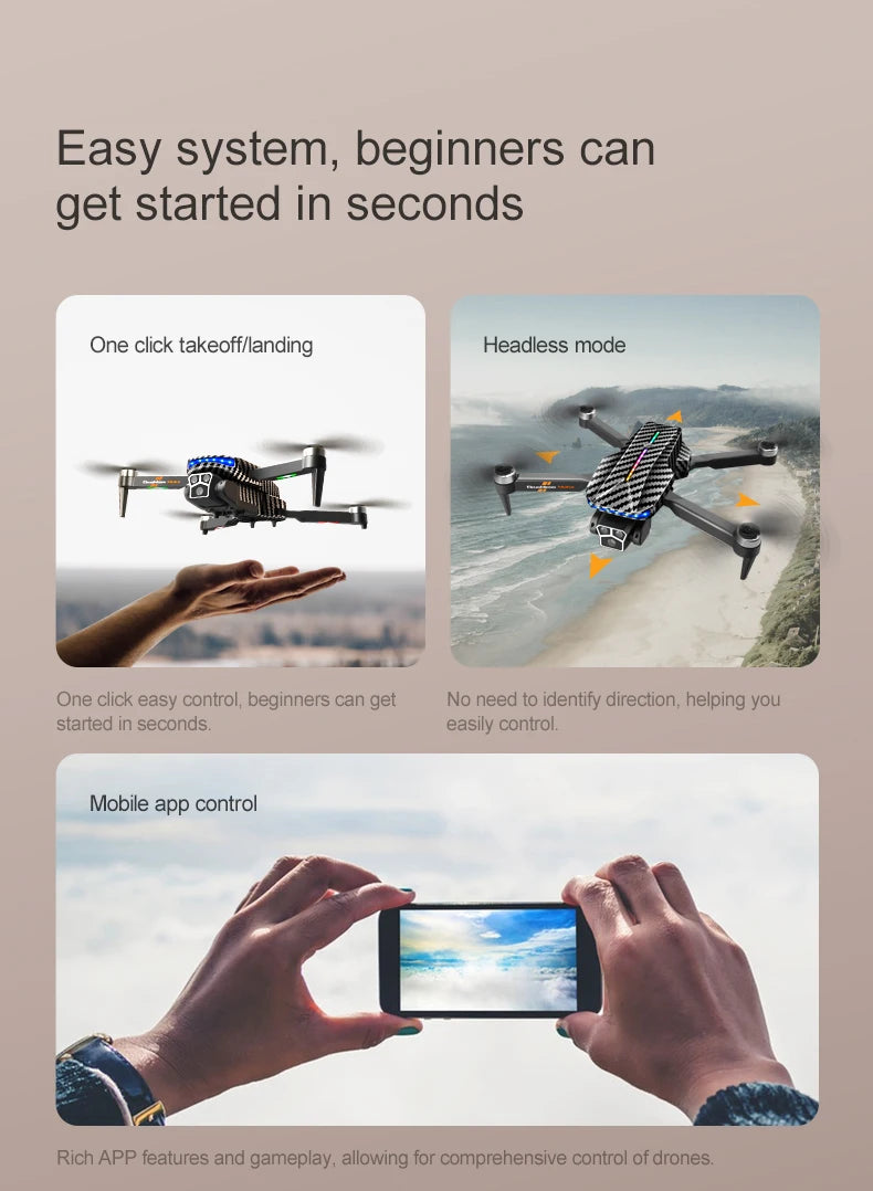 The D9 drone is equipped with gradient LED streamer,brushless motor,EIS electronic stabilization system,2.4GHz anti-interference