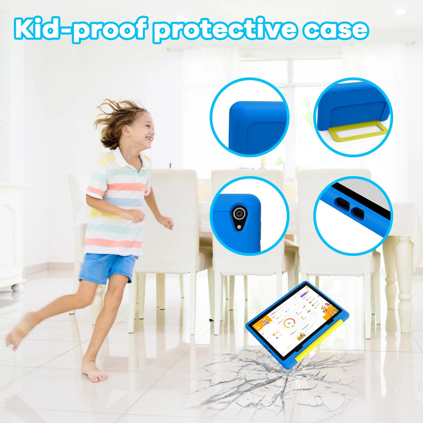 Kid Tablet 10 Inch Android 14 Octa Core 8GB RAM 64GB ROM 128GB Expandable 5000mAh WiFi Bluetooth Children's Gift Kids Software