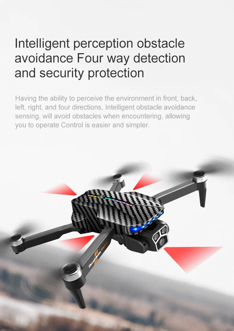 The D9 drone is equipped with gradient LED streamer,brushless motor,EIS electronic stabilization system,2.4GHz anti-interference