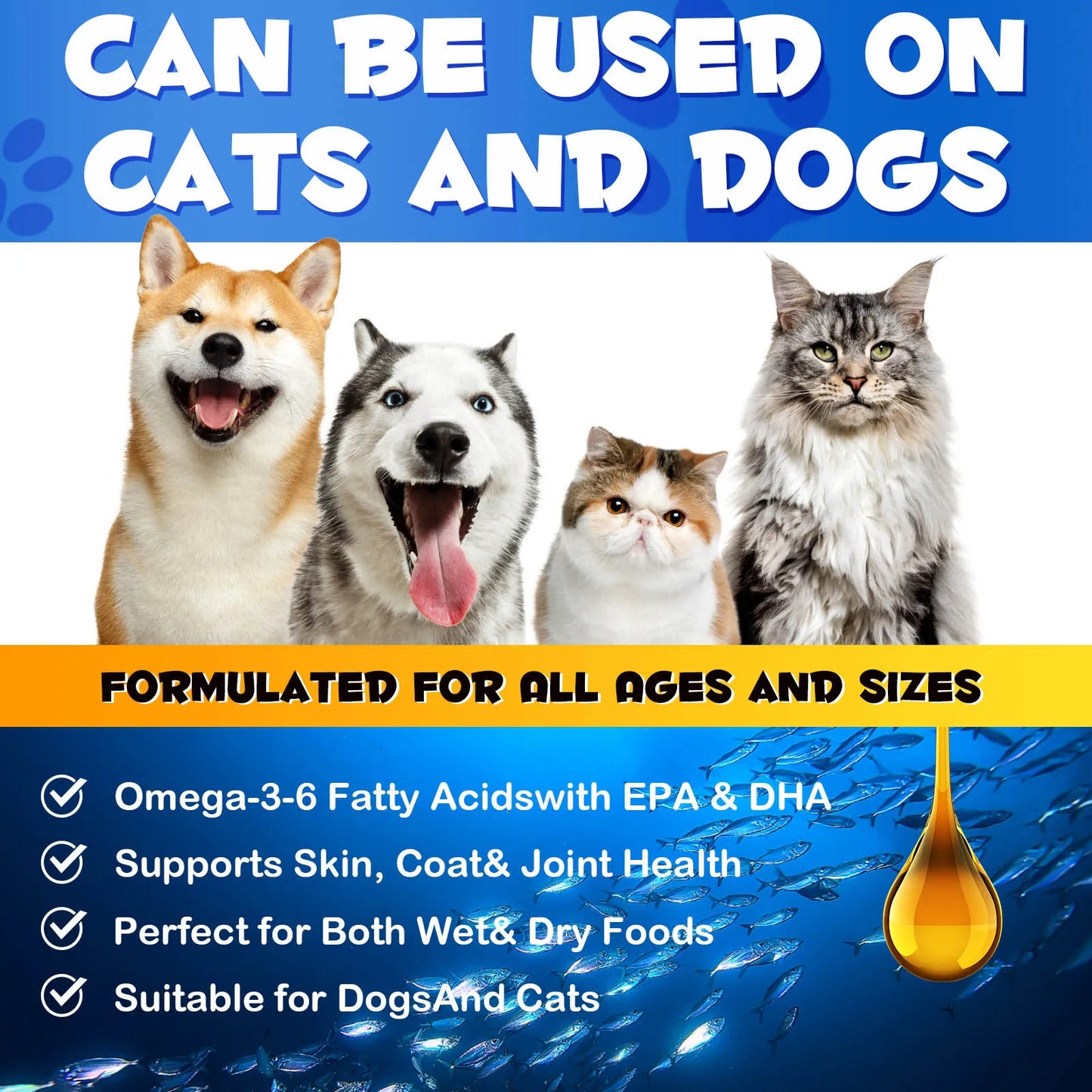 OMEGA-3 Health Supplement Suit for Dogs Cats Help Alleviate Seasonal Allergies Promotes Skin & Coat Health Boots Immune Function