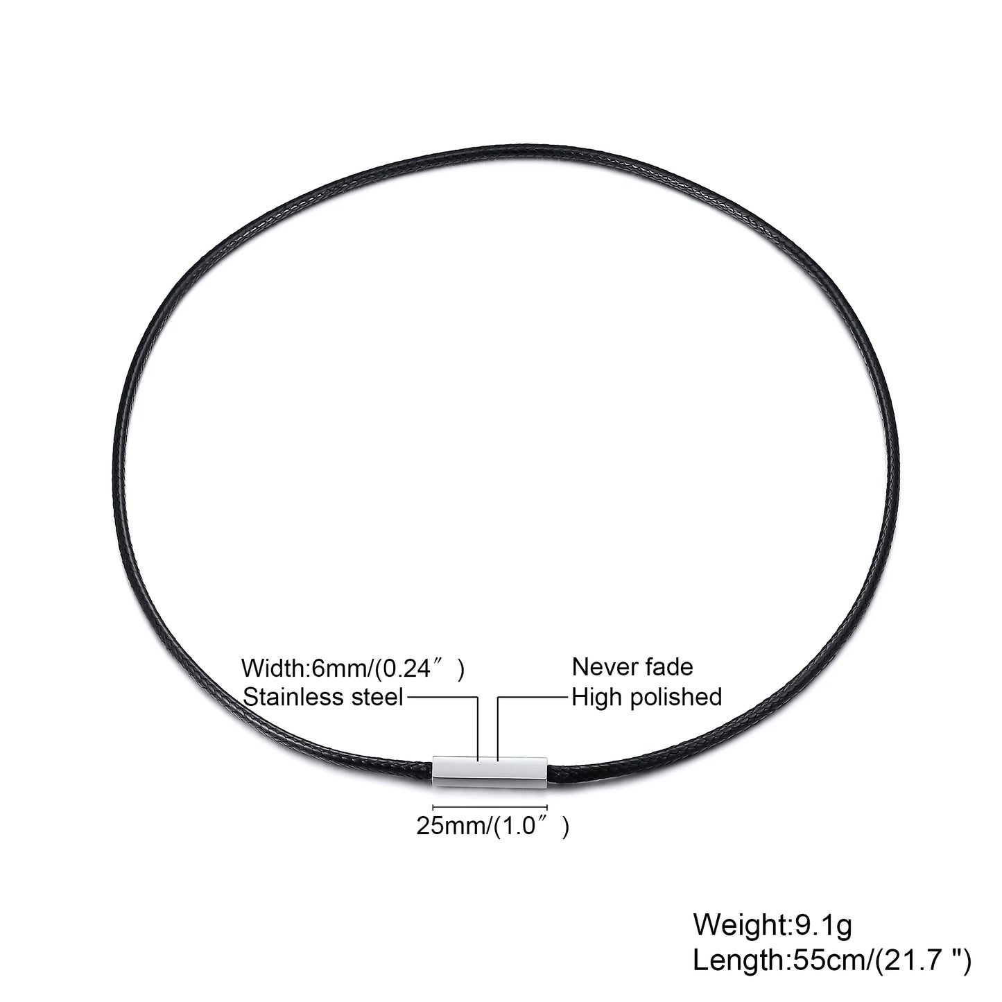 Choker for Men Black Rope Necklace with Magnetic buckle