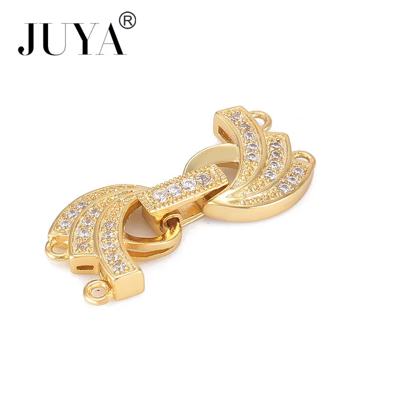 JUYA DIY Handmade Jewelry Findings Cubic Zirconia Fastener Clasps Connectors Accessories For Fashion DIY Jewelry Making Supplies
