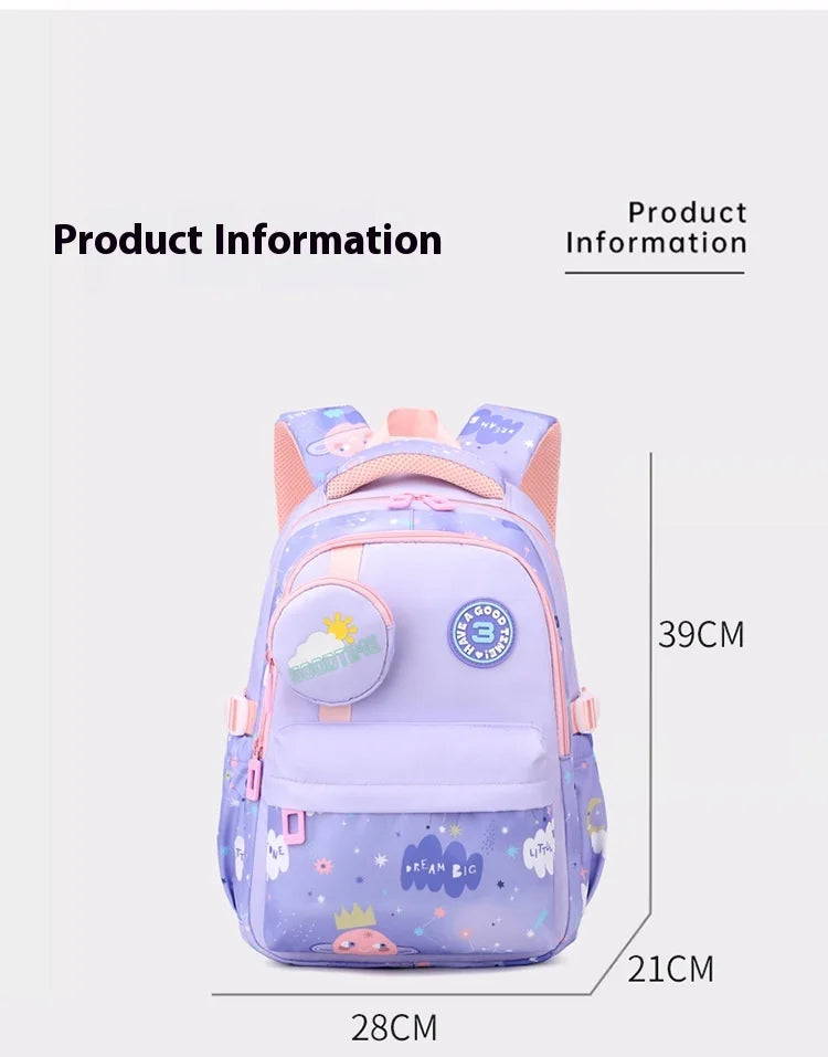 New Fashionable Waterproof Kindergarten Backpack Cute Boy/Girl Design Grade 2 Size Spine Protecting Zipper Closure Polyester