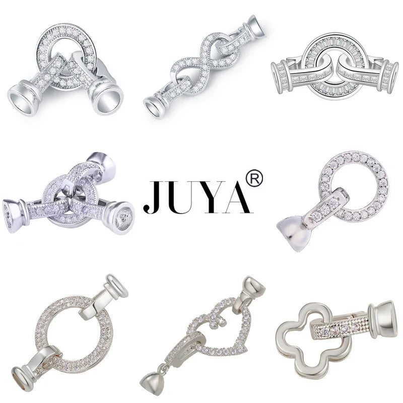 JUYA DIY Handmade Jewelry Findings Cubic Zirconia Fastener Clasps Connectors Accessories For Fashion DIY Jewelry Making Supplies