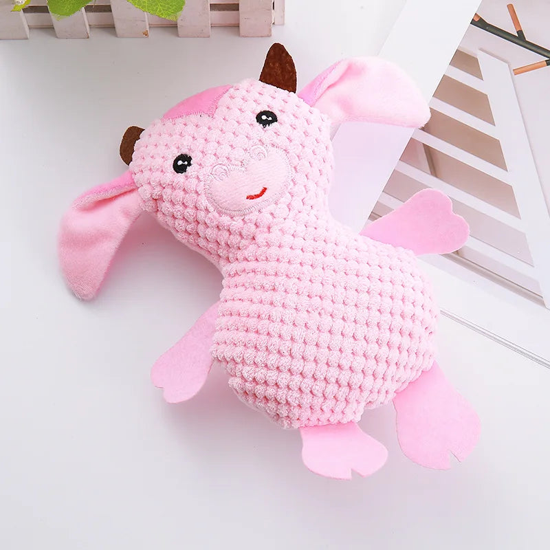 Novelty Cartoon Cute Plush Brave Cow Dolls Cleaning Teeth Cat Dog Pet Sounding Toys