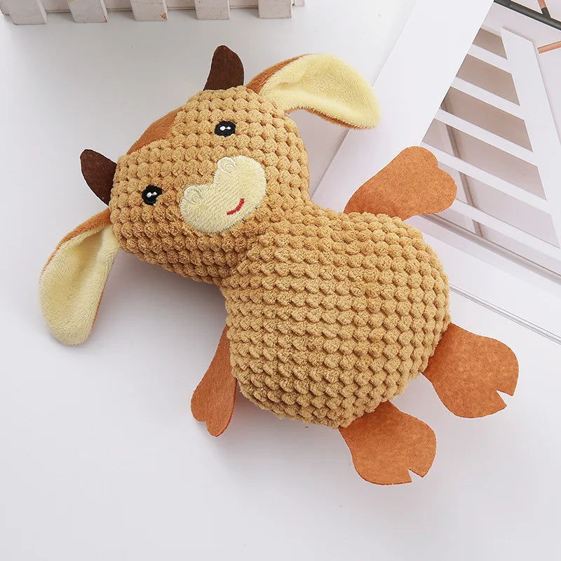 Novelty Cartoon Cute Plush Brave Cow Dolls Cleaning Teeth Cat Dog Pet Sounding Toys