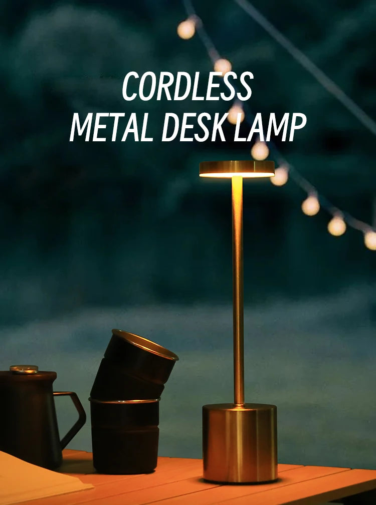 Led Portable Desk Lamps Rechargeable Metal Eye-Protection Night Light Touch Bedside Restaurant Courtyard Atmosphere Table Lamp