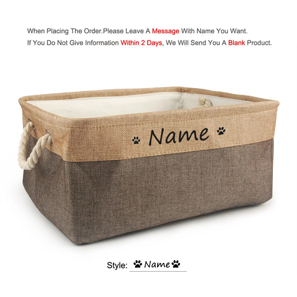 Personalized Dog Toy Basket Free Print Pet Storage Box Cat DIY Custom Name Toys Clothes Accessories Organize Storage