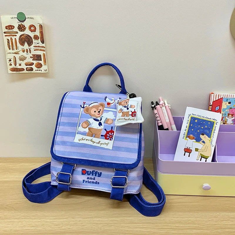 Wholesale Cute Girl Cartoon Canvas School Backpack Fashionable Candy Color Kid's Mochilas with Zipper Closure