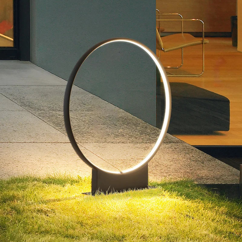 Modern Villa Courtyard Residential Garden View Outdoor Waterproof Ring LED Lawn Light