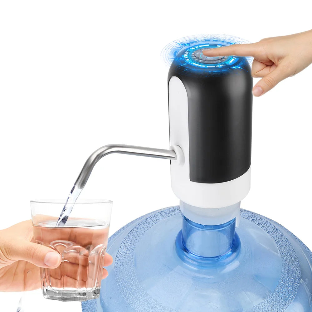 Barreled Water Pumping Device With Blue LED Light USB Rechargeable Portable Wireless Electric Water Pump Kitchen Tools