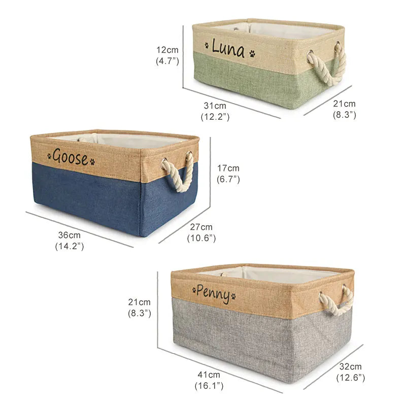 Personalized Dog Toy Basket Free Print Pet Storage Box Cat DIY Custom Name Toys Clothes Accessories Organize Storage