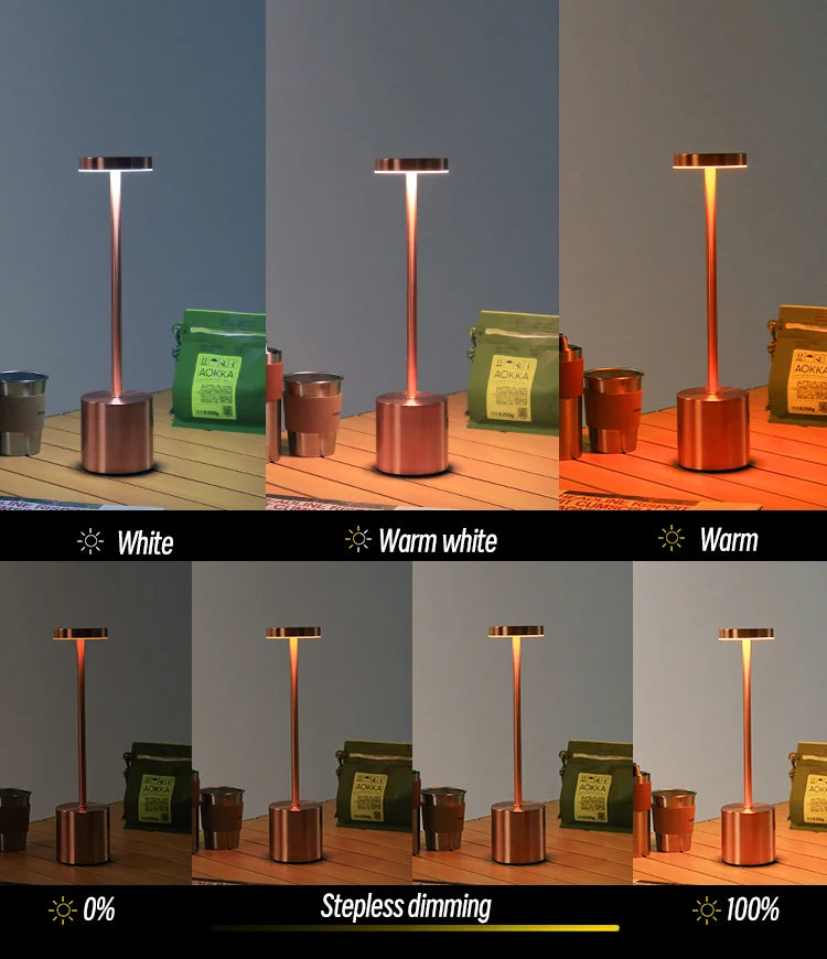 Led Portable Desk Lamps Rechargeable Metal Eye-Protection Night Light Touch Bedside Restaurant Courtyard Atmosphere Table Lamp