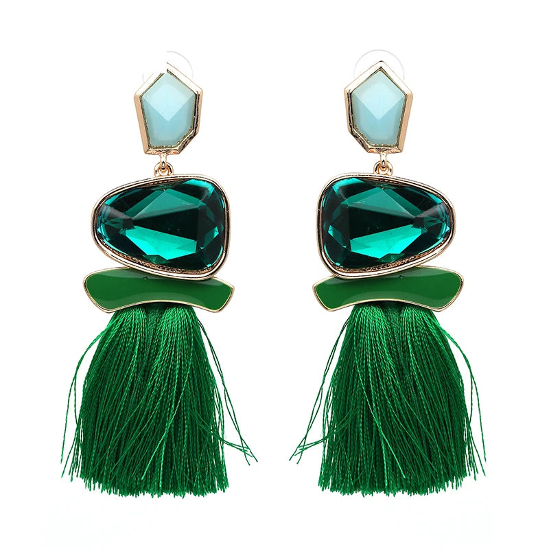 JURAN Bohemia Multicolored Tassel Earrings For Women Fashion Party Jewelry Fringe Dangle Earrings Statement Brincos 2024 Trend
