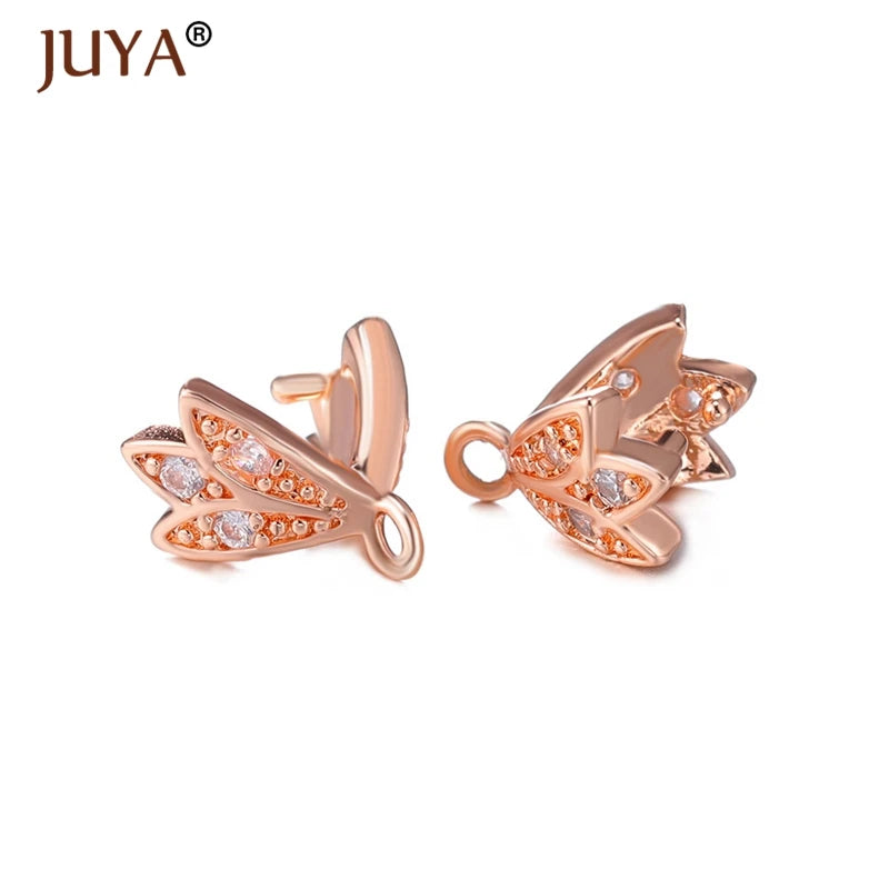 Juya Copper Inlaid Zircon Pinch Bails DIY Supplies For Jewelry Wholesale Crystal Pendant Clip Clasps Clamping Bale Accessories