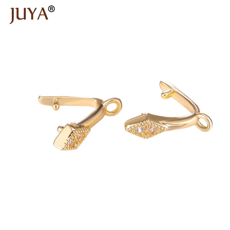 Juya Copper Inlaid Zircon Pinch Bails DIY Supplies For Jewelry Wholesale Crystal Pendant Clip Clasps Clamping Bale Accessories