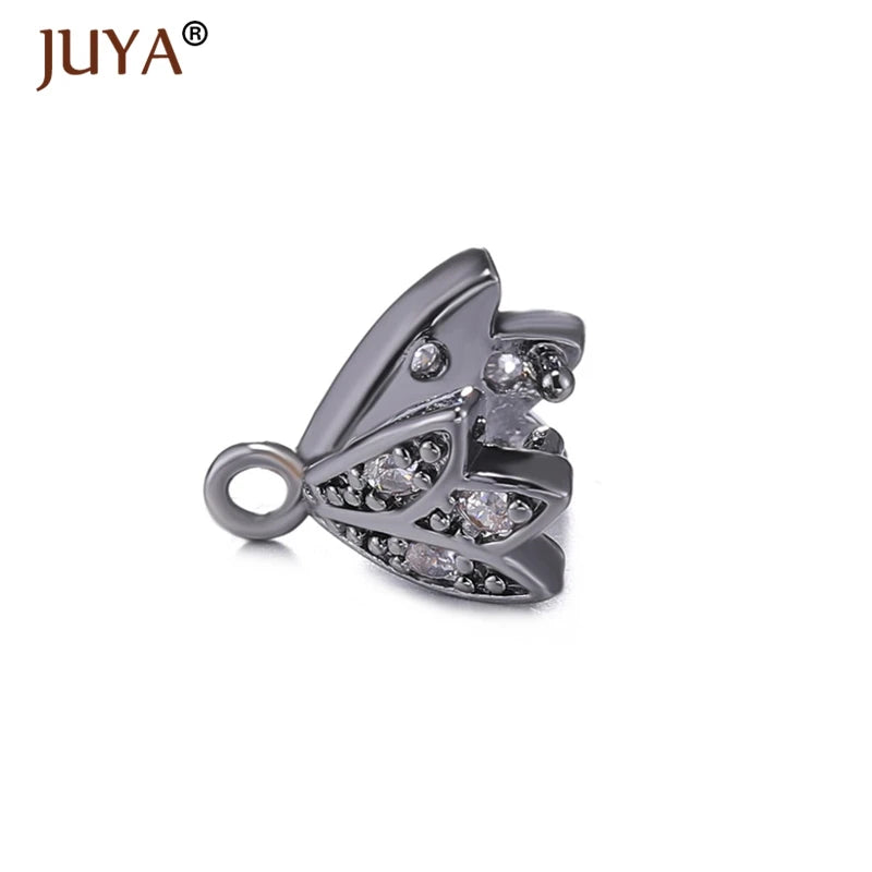 Juya Copper Inlaid Zircon Pinch Bails DIY Supplies For Jewelry Wholesale Crystal Pendant Clip Clasps Clamping Bale Accessories
