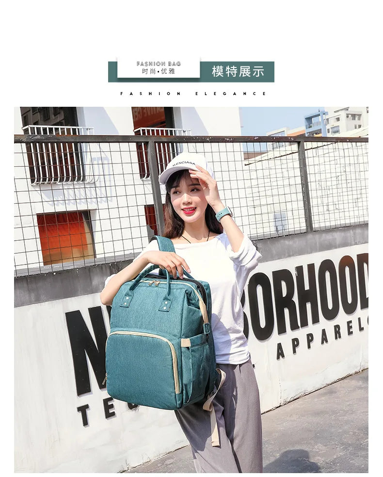 Mummy Maternity Nappy Bag Large Capacity Portable Folding Travel Beds Baby Stuff Mommy Bag Women Outdoor Stroller Backpack