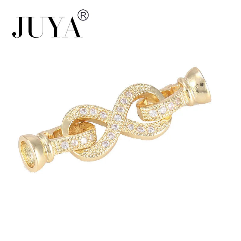 JUYA DIY Handmade Jewelry Findings Cubic Zirconia Fastener Clasps Connectors Accessories For Fashion DIY Jewelry Making Supplies