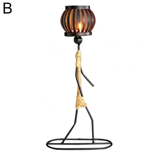 New 1Pc Creative Beautiful Nordic Candlestick Abstract Iron Men Design Candle Holder Home Bar Restaurant Decor