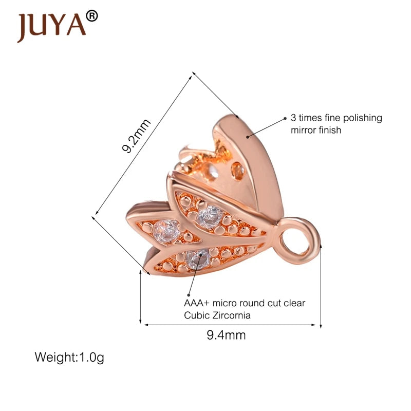 Juya Copper Inlaid Zircon Pinch Bails DIY Supplies For Jewelry Wholesale Crystal Pendant Clip Clasps Clamping Bale Accessories