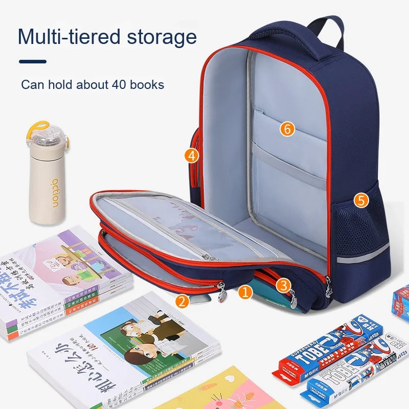 Shaodong's Lightweight Burden-Reducing Kidsren's Backpacks Large Capacity Multi-Flap Pocket Pants Primary School Students Grades