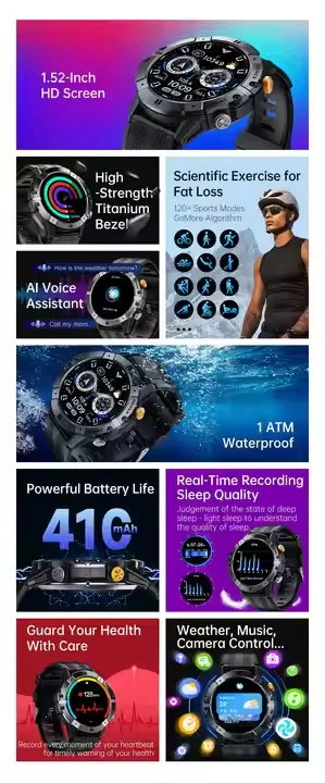 Hot Sale Rugged Smart Watch 1.52 Inch HD Screen Big Battery Waterproof Outdoor Sports C29 Watch PK C21 Smartwatch