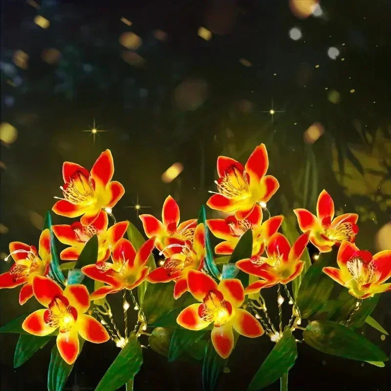 Garden Summer Decor LED Lawn Lamp Artificial Orchid Solar Landscape Ground Lights for Home Camping Wedding Party Decoration