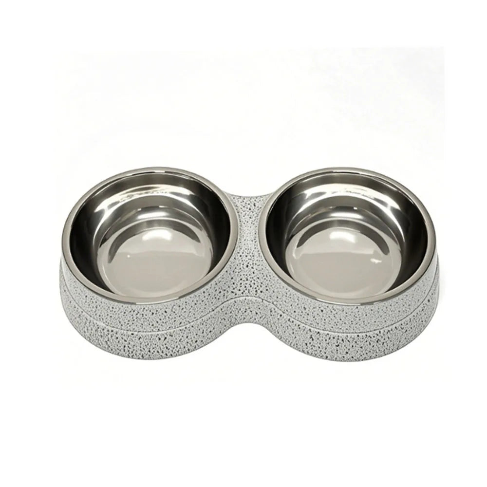 Pet Cat & Dog Dual Bowl - 2-in-1 Food & Water Bowl for Medium Cats, Puppies, Pet Feeding Supplies