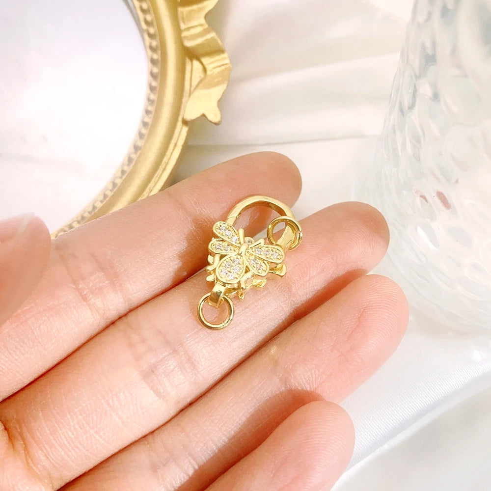 Juya 18K Real Gold Plated Accessories DIY Needlework Beads Pearls Jewelry Making Fastener Closures Lobster Lock Clasps Supplies