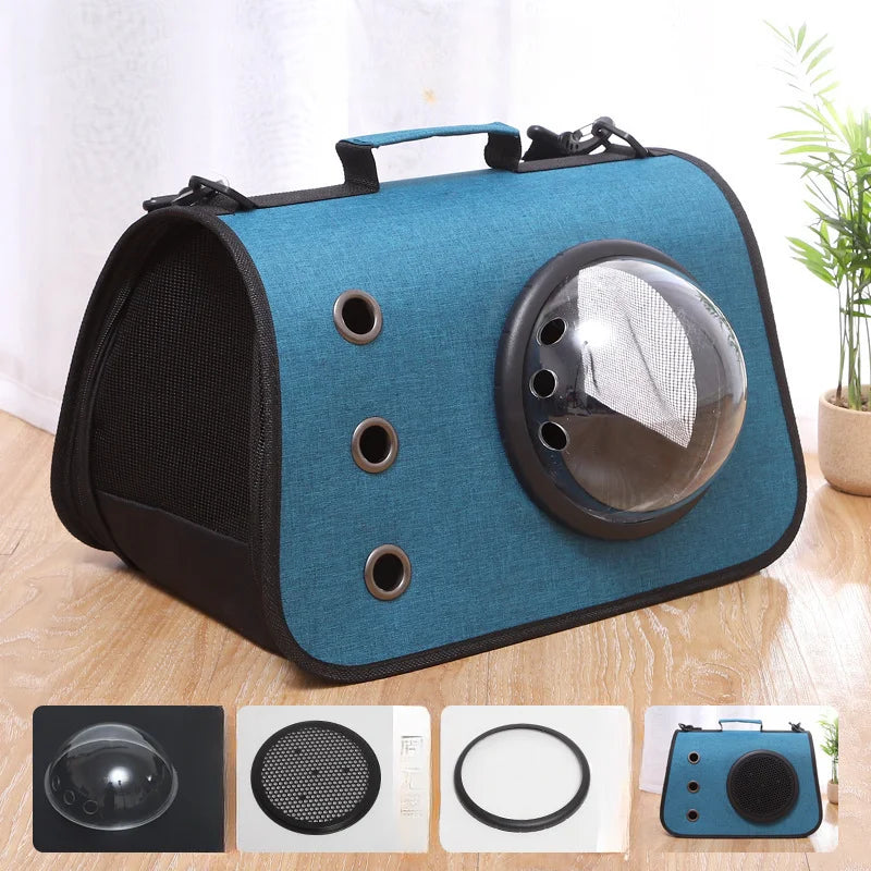 Portable Pet Backpack for Outdoor Travel Foldable Transparent Cat Backpack Suitable Dogs and Cats Breathable Tote Bag for Travel