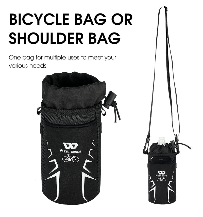 WEST BIKING Bicycle Bottle Holder Cycling Water Bottle Carrier Reflective Pouch Kettle MTB Road Bike Handlebar Bag Accessories