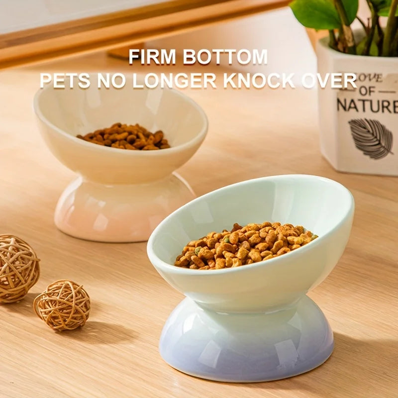 Cat bowl,Ceramic Elevated Pet Food Bowls - Perfect for Dogs and Cats - Reduces Neck Strain and Improves Digestion