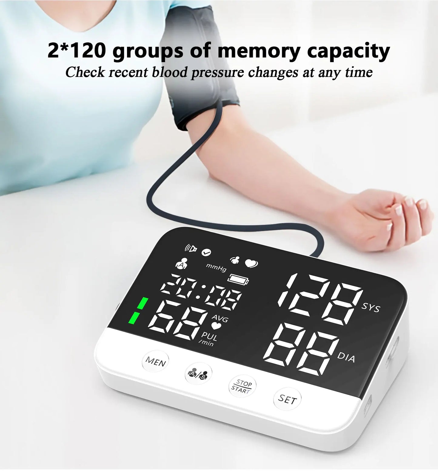 Voice Blood Pressure Monitor Arm Cuff Tonometer Digital Sphygmomanometer Electronic Medical BP Monitors with CE FDA