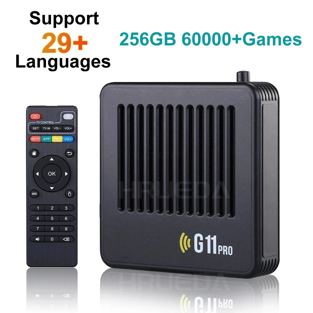 G11 Pro Game Box Video Game Console 256G Built-in 60000+ Retro Games 2.4G Wireless Gamepad 4K HD TV Box Game Console for PS1/GBA