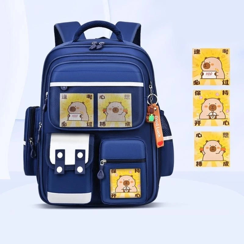 E8FB Lightweight Capybara Backpack for Kids Lovely and Breathable School Bag with Large Storage Space and Adjustable Strap