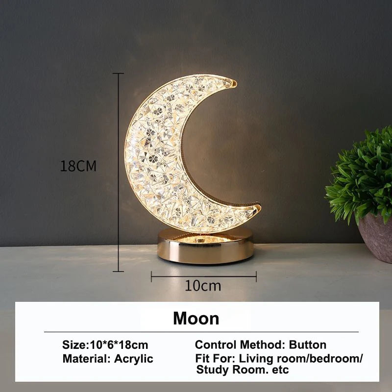 Touch Control 3D Crystal Track Night Light for Girls Room USB Bedside LED Ambient Table Lamp Home Decor Aesthetics