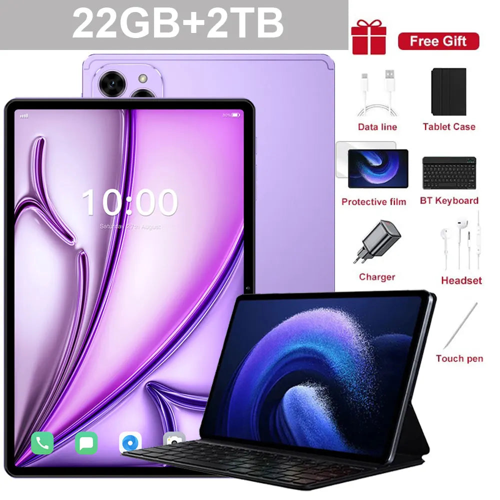 10.1" Tablet PC Pad 7SPro Original 5G Dual SIM Tablets Tab Android 15 22GB+2TB 10000mAh With keyboard Laptop For Kids Children's