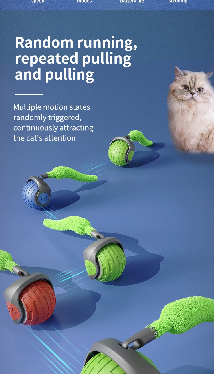 Smart Interactive Cat Toys Ball Auto Electric Rolling Ball Toys for Cat Kitty Pet Automatic Training USB Rechargeable Cat Toy