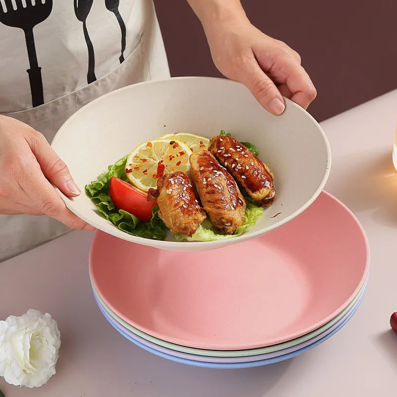 Wheat Straw Soup Bowl Microwavable Plastic Tableware Fruit Salad Bowls Cereal Ramen Pasta Dishes Dinner Plate kitchen Utensils
