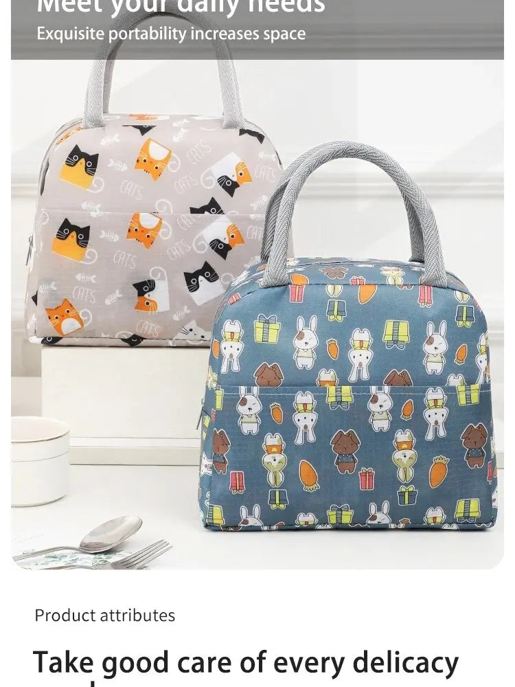 Cartoon Cute Portable Tote Lunch Box Bento Box Animal Pattern Lunch Bag Insulated Food Bag Lunch Box Bag Picnic Bag