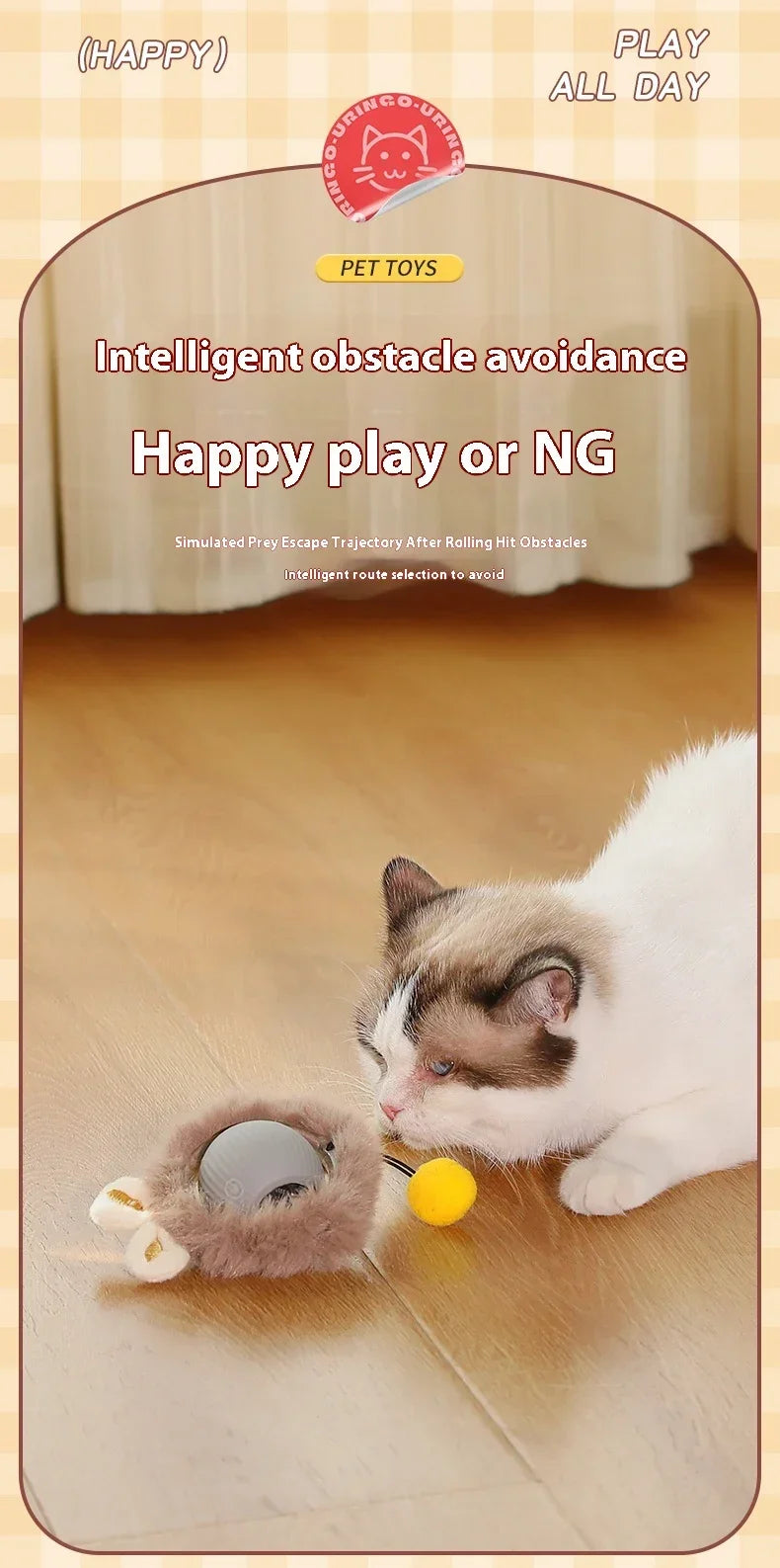 Smart Interactive Cat Toys Ball Auto Electric Rolling Ball Toys for Cat Kitty Pet Automatic Training USB Rechargeable Cat Toy