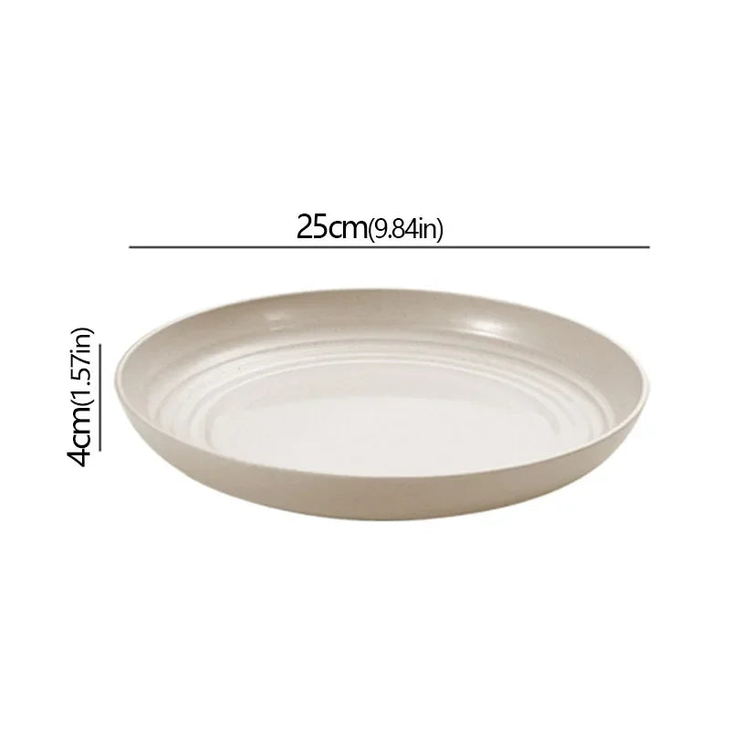 Wheat Straw Solid Color Round Plates Salad Dessert Dinner Reusable Microwave Safe Anti Fall And Shatter Plates Fruit Plate