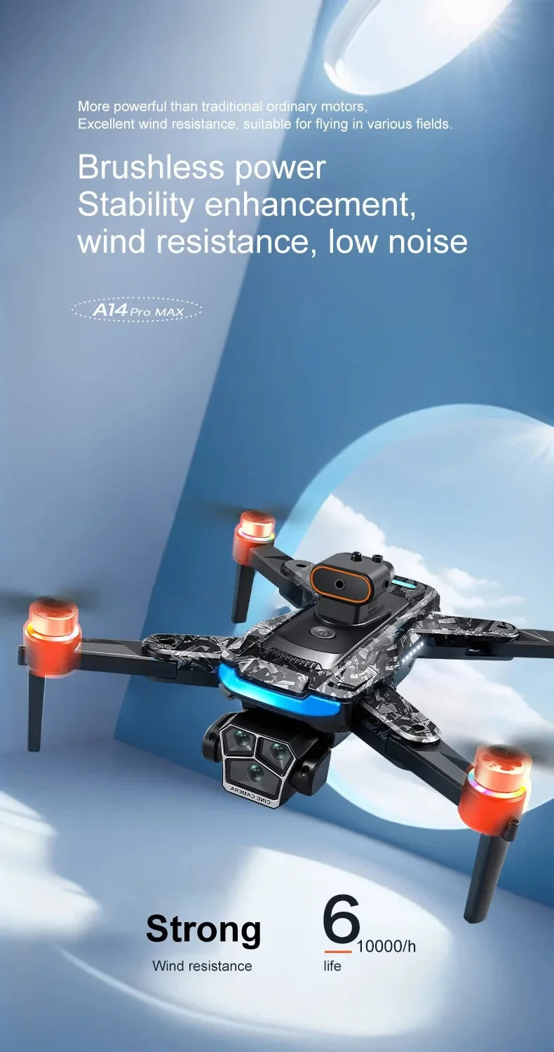 Drone A14ProMax GPS 4KHD Camera LCD Touch Screen Remote Control Quadcopter 360 ° Obstacle Avoidance Brushless RC Drone Toys