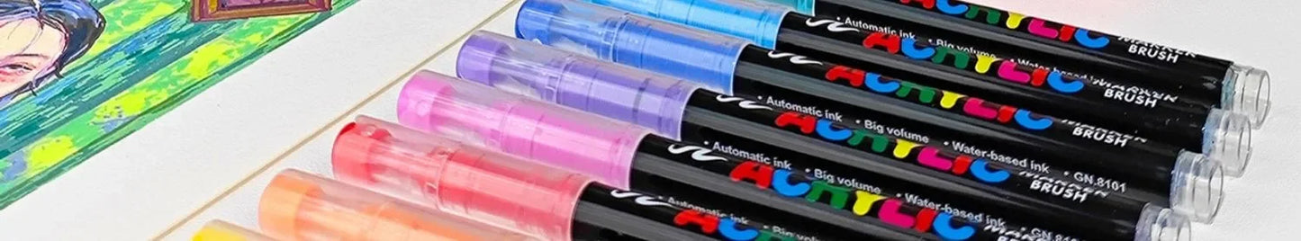 168-288 Colors Liquid Acrylic Marker Pens,Brush Soft Tip Juicy Ink Art Supplies For Students,GuangNa Stationery School Supplies