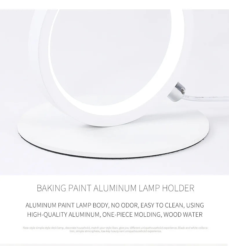 Dimming Table Lamp Intelligent Touch Ring Night Light Bedroom Simple Modern Living Room Lamp Monochrome Circle DeskTable Lamp