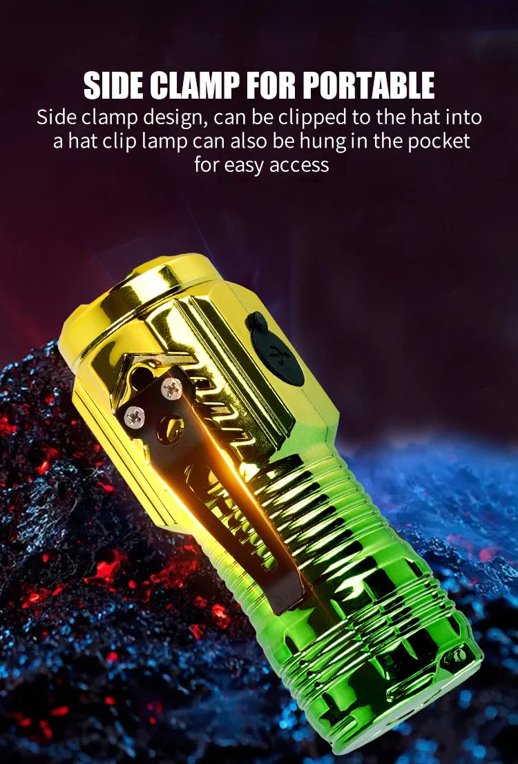 Strong LED Flashlight Super Bright Mini Portable Three-eye Monster Multi-function Magnet Charging Home Outdoor Portable Light