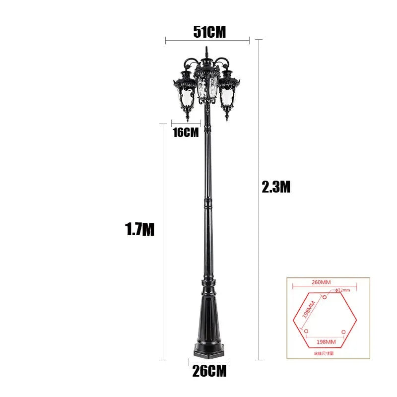 (H≈2.3M)Garden Lights Street Lights Lawn Flowers Park Lights Waterproof Outdoor Villa High Pole Lights Landscape