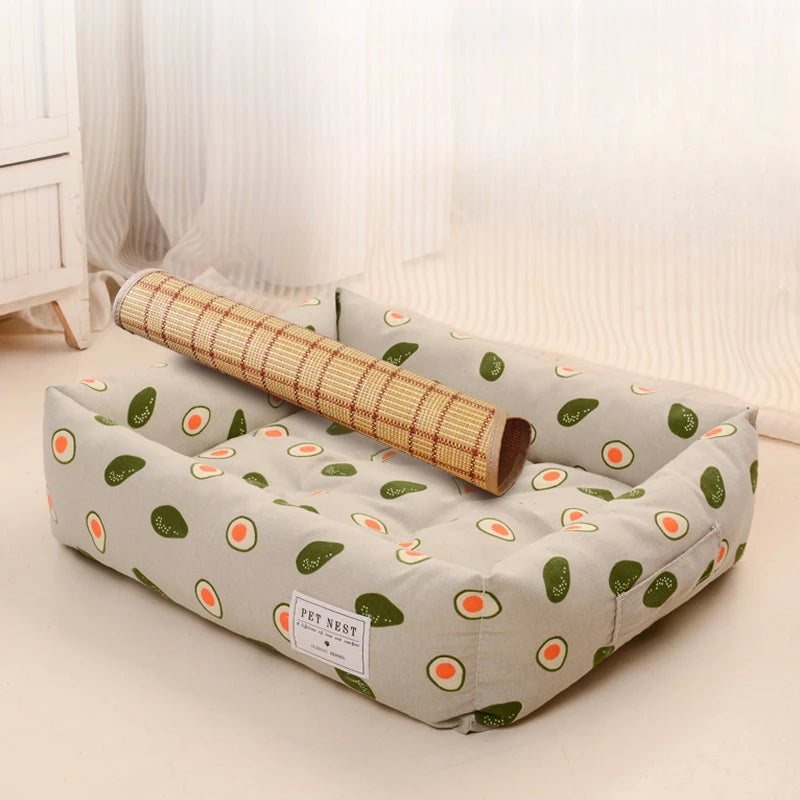 Creative Printed Square Dog Nest Pet Nest Four Seasons Universal Removable Washable Summer Pet Cat Nest Dog Nest