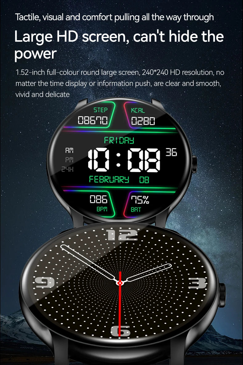 KESHUYOU New Smart Watch Women's Men's Full Touch Screen Bluetooth Talk Sports Fitness Tracker Heart Rate Monitor Smart Watch